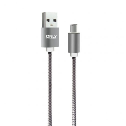 Cable usb mod 57 - metal only - tipo c - plateado