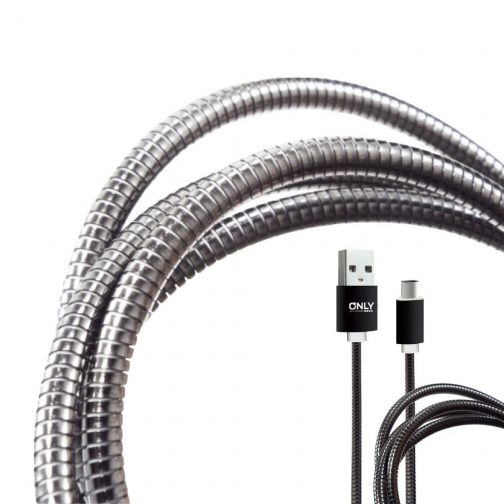 Cable usb mod 57 - metal only - tipo c - plateado