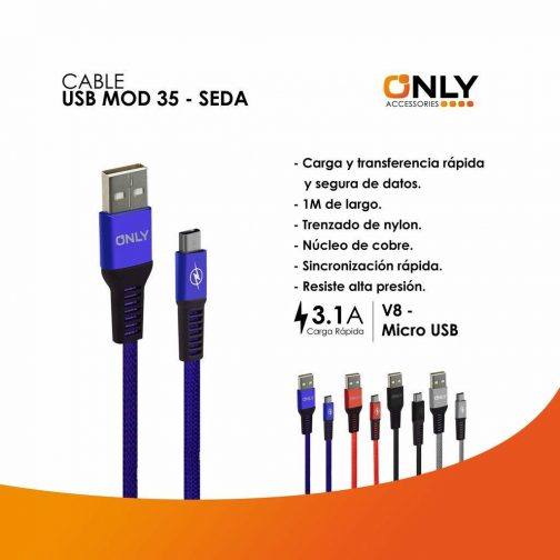 Cable usb mod 35 - seda - v8 - azul