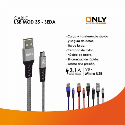 Cable usb mod 35 - seda - v8 - gris