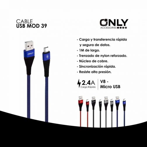 Cable usb mod 39 - v8 - azul