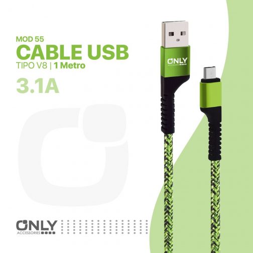 Cable usb mod 58 - textil only - v8 - verde