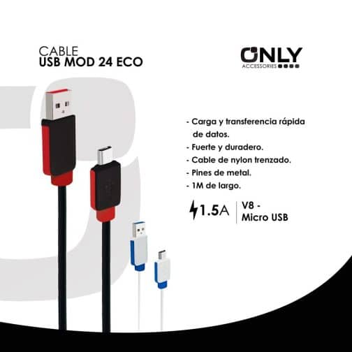 Cable usb mod24 - eco - v8 - negro