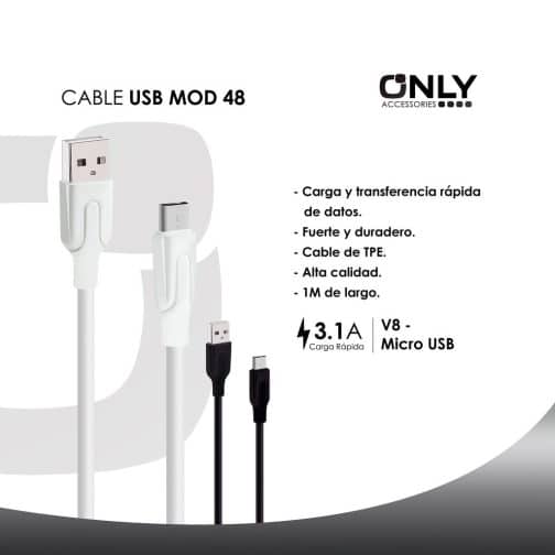 Cable usb mod 48 - v8 - blanco