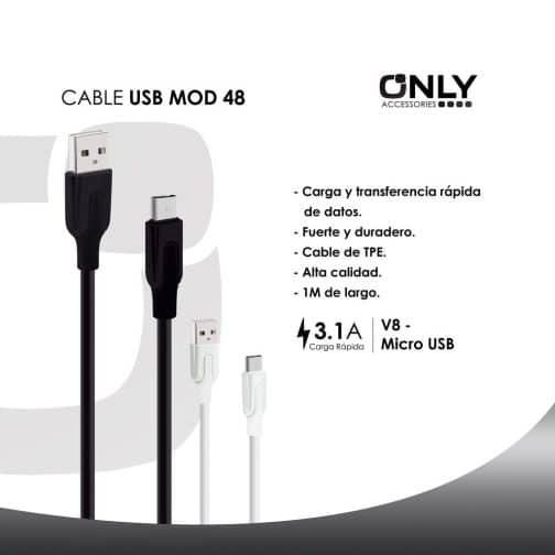 Cable usb mod 48 - v8 -negro